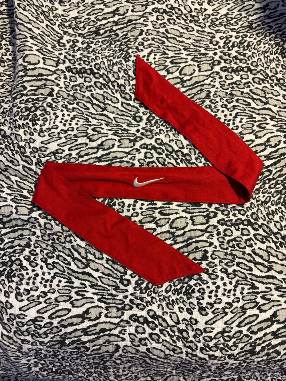 Nike Red Sports Headband with White Swoosh
